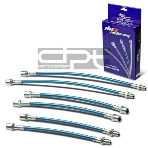 Bmw e30 replacement front/rear stainless hose blue pvc coated brake lineskit