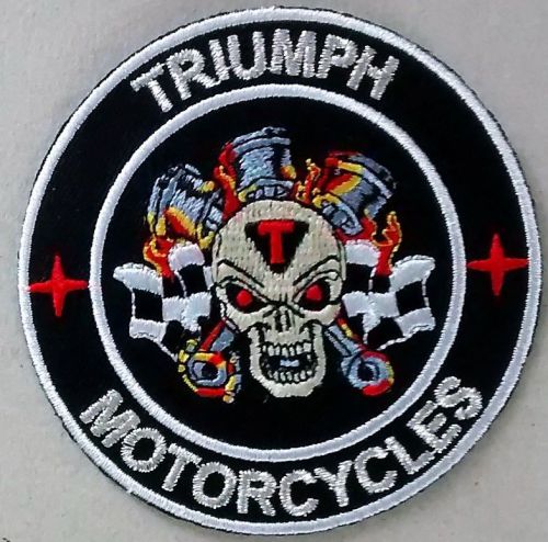 Triumph motorcycles 3 piston skull round patch