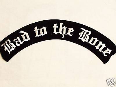 #0927-l motorcycle vest patch bad to the bone rocker