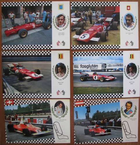 Ferrari postcards formula 1 car with insert of driver~printed in spain-6 cards
