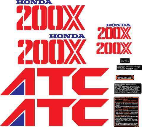 1987 87&#039; honda atc 200x 11pc atv vintage stickers decals graphics kit
