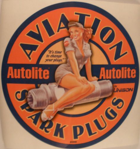 Autolite aviation spark plugs pin up girl decal dec-0123