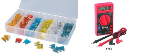 Big lot of 120 pc mini assorted blade fuse set free multimeter w/purchase