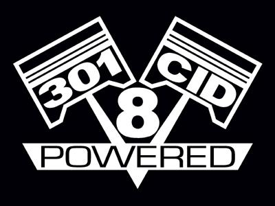 2 v8 301 cid engine piston decal set sticker emblems