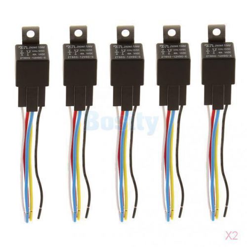 2x 5x12v 40a car automotive heavy duty relay 5pin fuse fused on/off spst plug