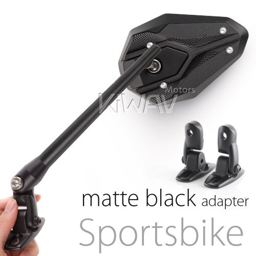 Black mirrors viper ii adjustable + mat black base for suzuki gsx r 750 01-15