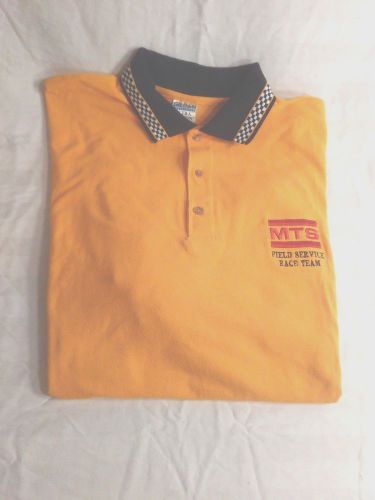 Men sze xl embroidered mts field service race team amber/black checkerboard polo