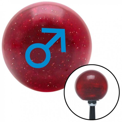 Blue male red metal flake shift knob with 16mm x 1.5 insert gasser icon flathead