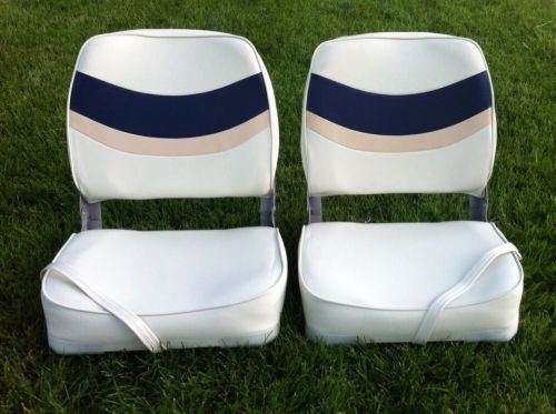 Two action wave premium pontoon low-back folding boat seats with swivel