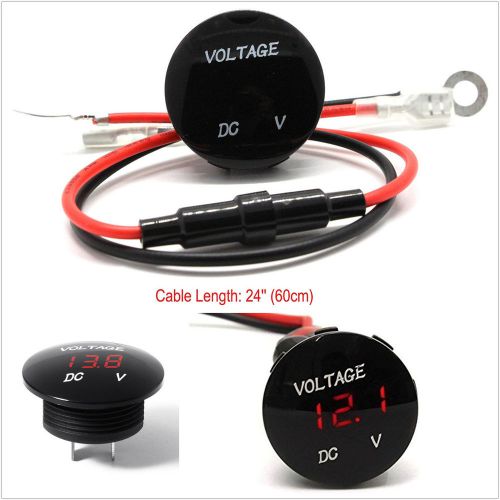 Waterproof dc 12v red led car truck boat voltmeter digital display voltage meter