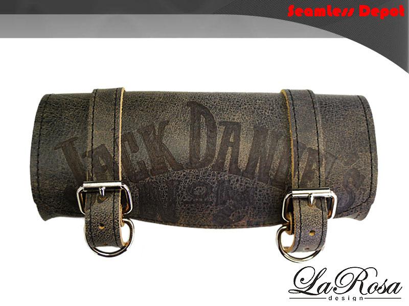 12" larosa rustic black leather jack daniel bobber dyna sportster xl tool bag
