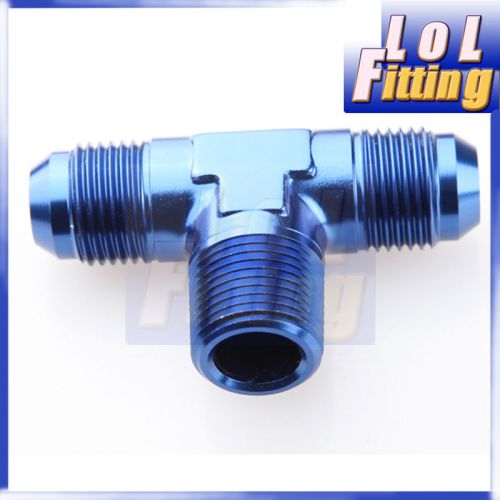 An10 an -10 1/2" npt flare tee t-piece fitting adapter aluminum blue