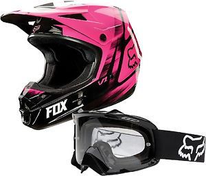 Fox racing pink v1 vandal helmet with polished black airspc goggle