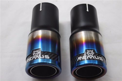 1pair inlet: 63mm outlet:76 mm universal stainless steel remus blue exhaust tips