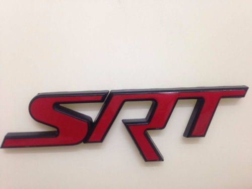 Srt emblem badge decal red metal chrome car sticker logo for dodge viper charger