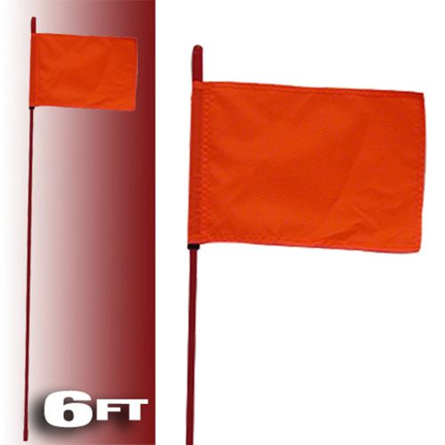 Atv snowmobile go-kart 12&#034; x 8&#034; orange safety flag on 6&#039; red pole new