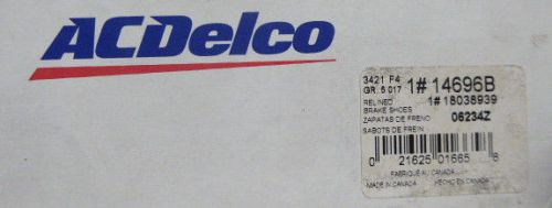 Brand new acdelco 14696b rear bonded brake shoes, fits listed vehicles