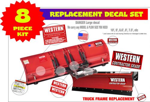 Western snow plow contractor grade decal replacement 8 piece kit for8 9 10&#039; wkc8