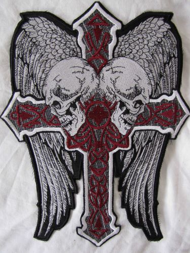 Large eagle wings of death cross motorcycle biker embroidered sew badge patch