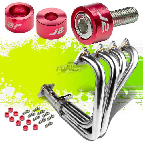 J2 for integra dc2 b18 exhaust manifold racing header+red washer cup bolts
