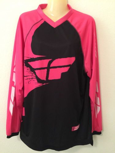 Fly racing jersey adult large pink &amp; black riding gear shirt polyester