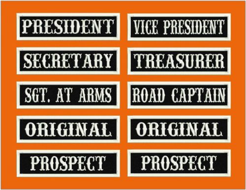 Embroidered 10pc mc motorcycle club officer patch set black outlaw sons of biker