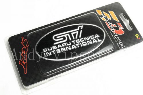 1pcs luxury black aluminum ellipse sti auto body decoration sticker badge emblem