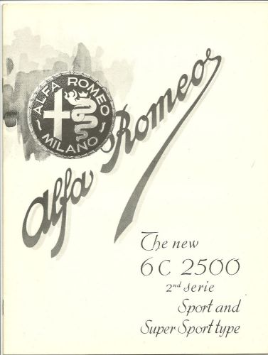 Vintage alfa romeo &#034; the new 6c 2500 &#034; catalog floyd clymer publishing collector
