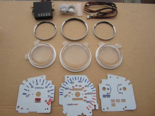 92-95 honda civic ex lx manual 7 color white face led glow gauges for cluster