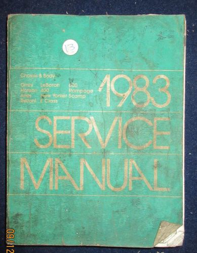 1983 omni rampage scamp horizon aries reliant lebaron ++ service manual book