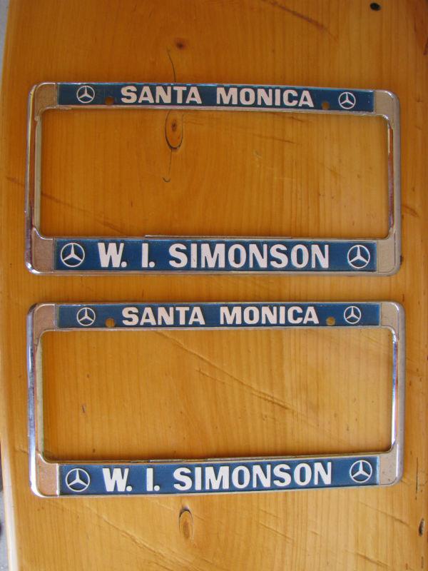 Vtg  dealer license plate frame wi simonson mercedes benz santa monica set of 2