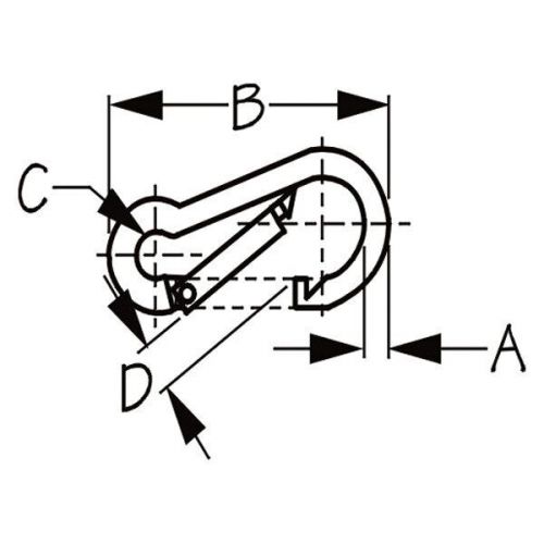 Sea dog 156080-1 - 3-3/16" l galvanized steel spring-loaded carabine hook,