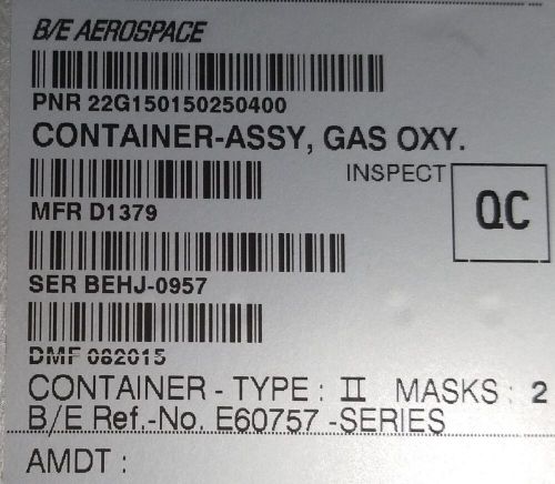 22G150150250400 Container Assy Oxygen B/E AEROSPACE SYSTEMS, US $260.00, image 3