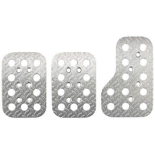 Sparco 03779an race silver pedal set diamond plated aluminum
