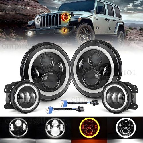 4pcs Fit for Jeep Wrangler 07-17 JK 7'' Round Led Headlights 4inch Fog Lights, US $87.13, image 16