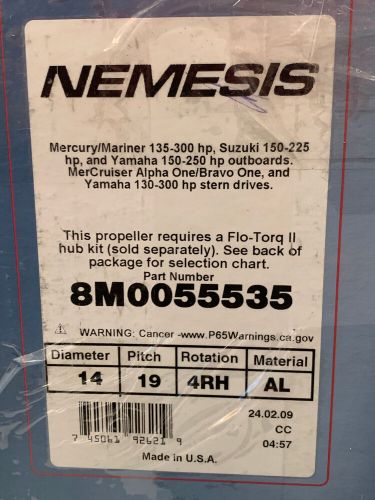 14 X 19 RH 4 BLADE QUICKSILVER NEMESIS PROPELLER (8M0055535) 4-3/4" GEARCASE, US $133.88, image 2