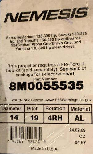 14 X 19 RH 4 BLADE QUICKSILVER NEMESIS PROPELLER (8M0055535) 4-3/4" GEARCASE, US $133.88, image 11