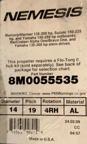 14 X 19 RH 4 BLADE QUICKSILVER NEMESIS PROPELLER (8M0055535) 4-3/4" GEARCASE, US $133.88, image 16