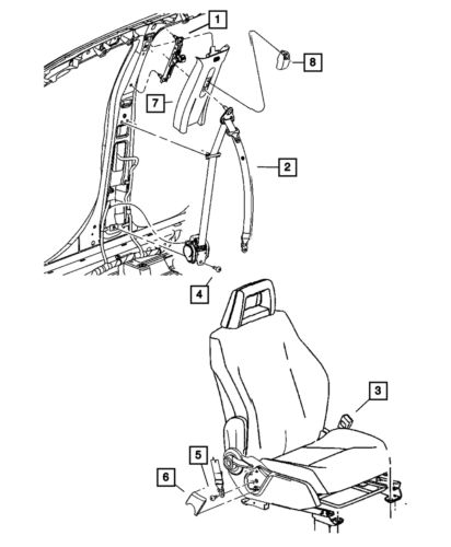 Genuine Mopar Buckle Half Seat Belt Right 1JB461DVAA, US $78.99, image 4