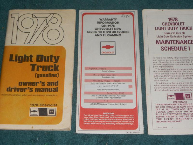 Find 1978 CHEVROLET TRUCK OWNER'S MANUAL SET / ORIGINALS!!! in Benton
