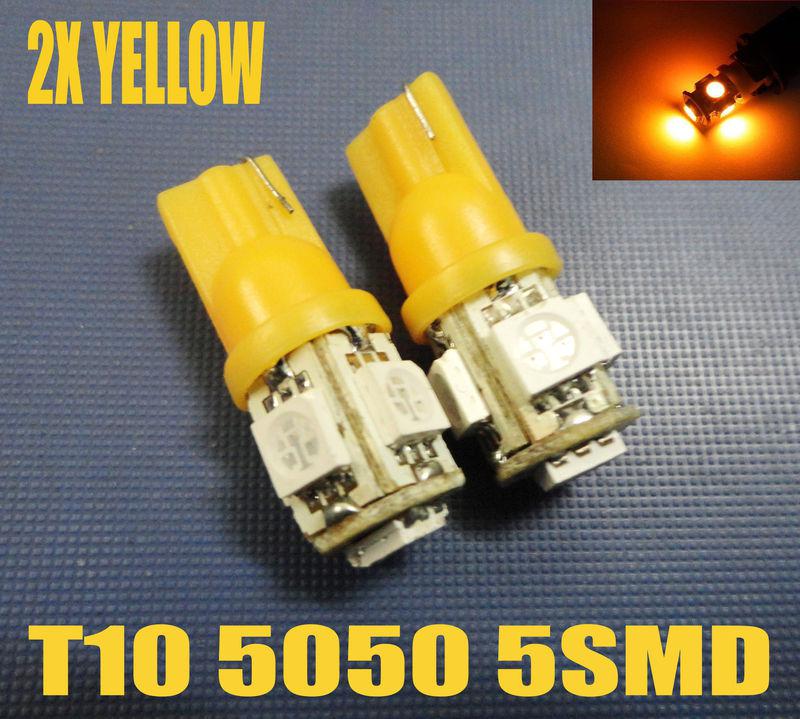 2pcs amber t10 2821 1250 1251 12256 147 194na 5-smd led car door light bulbs #o5