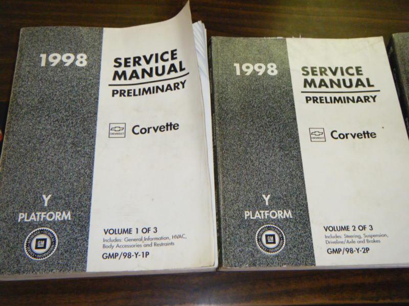 1998 preliminary chevy corvette service manual set used