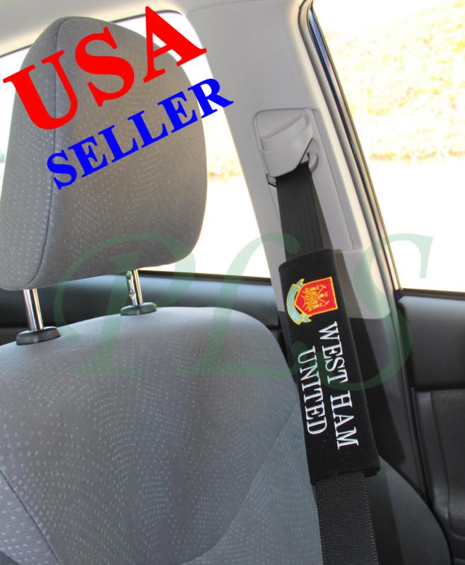 West Ham United Seat Belt Cover Shoulder Pads Black Cushion Pair, US $11.95, image 2