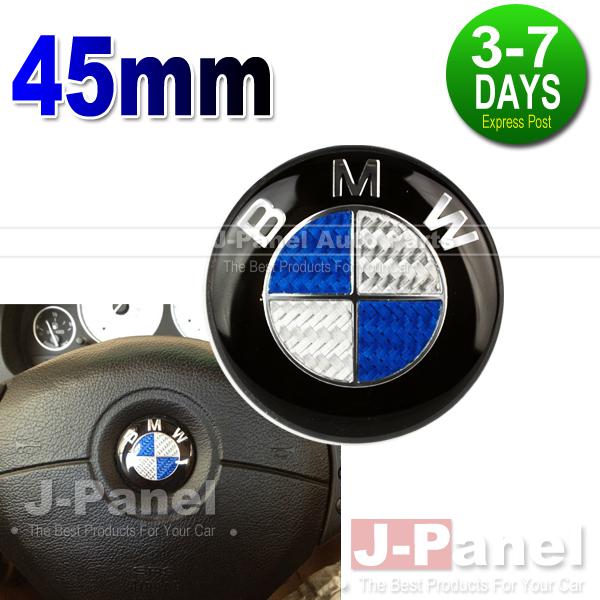 Bmw 1 3 5 6 7 x z series e60 e61 blue carbon fiber steering wheel emblem badge m