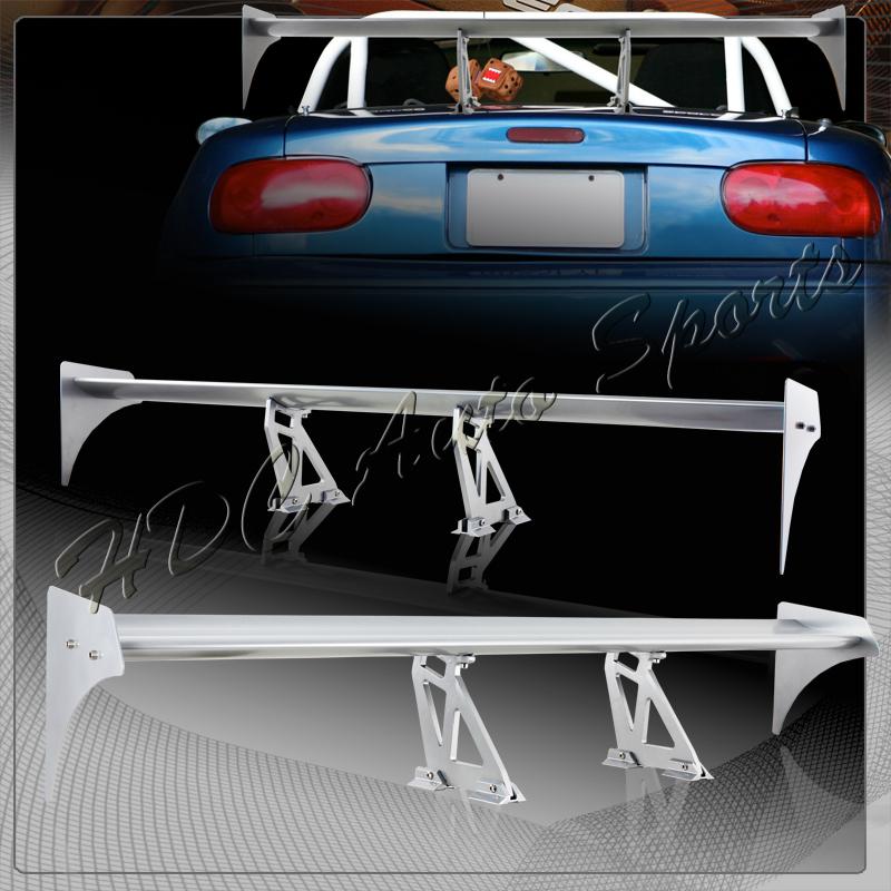 52" glossy silver lightweight aluminum rear trunk deck lid gt style spoiler wing