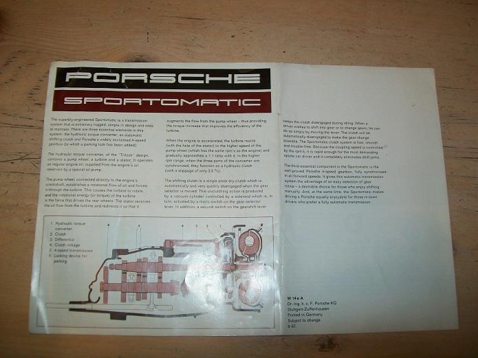 RARE!! 1967 PORSCHE CAR DEALER BROCHURE SPORTAMATIC TRANSMISSION GERMANY, US $39.99, image 4