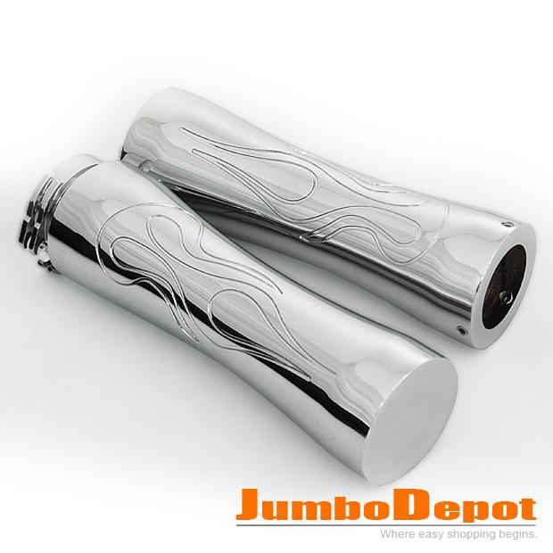 Fire Style Silver Chrome Plated Motorcycle Handlebar HandGrip Universal Fits 1'', US $21.49, image 2