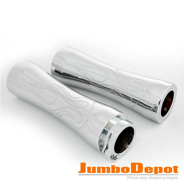 Fire Style Silver Chrome Plated Motorcycle Handlebar HandGrip Universal Fits 1'', US $21.49, image 3