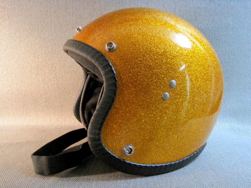 Find Helmet Japanese Vintage 1960`s Gold Metal Flake World Famous Size