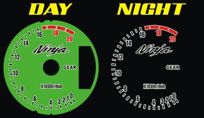Kawasaki zx-6 r zx6 600 2007 2008 07 08 green face glow gauge ninja zx6r custom